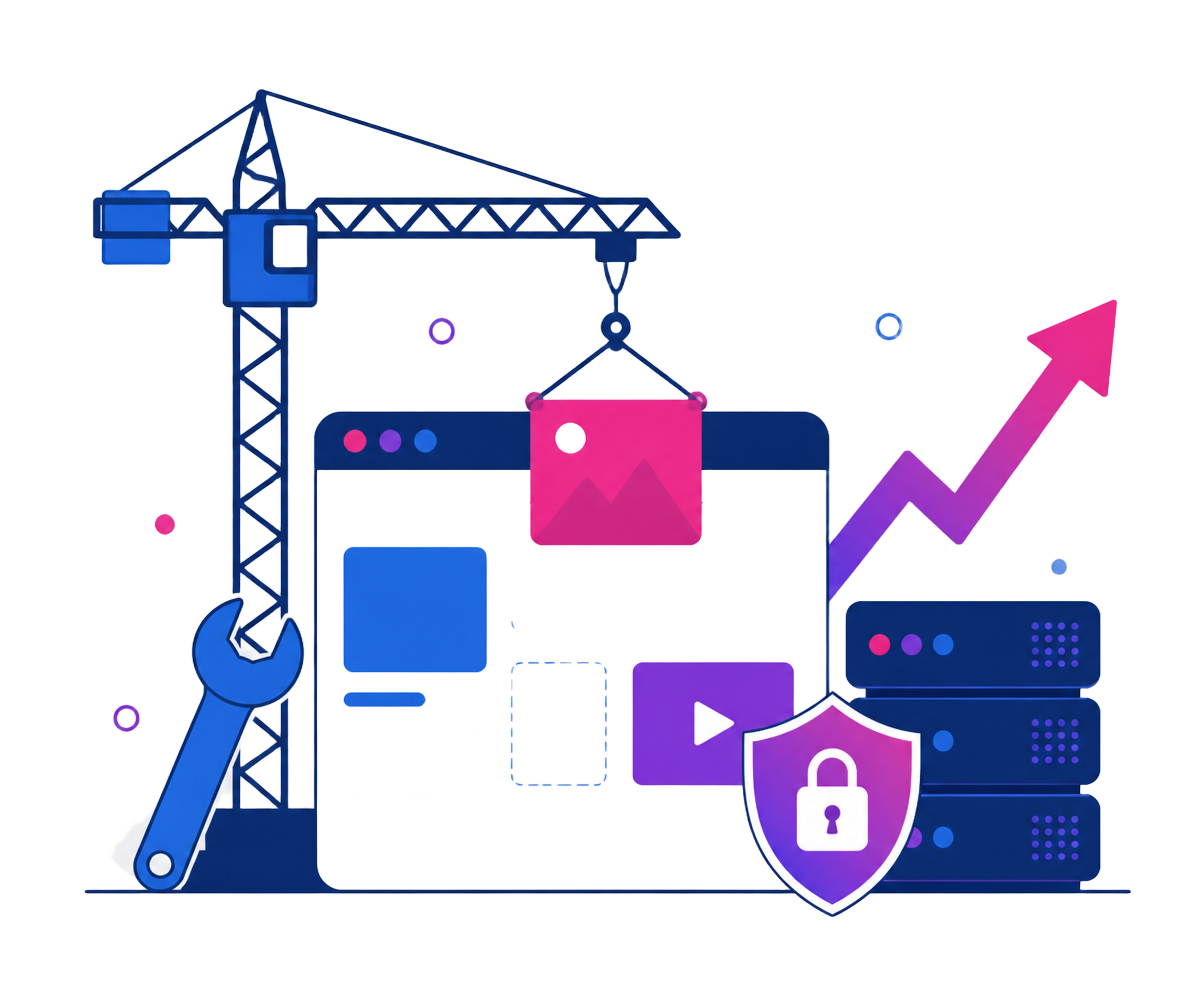 A website being built, fixed, protected and grown by one team
